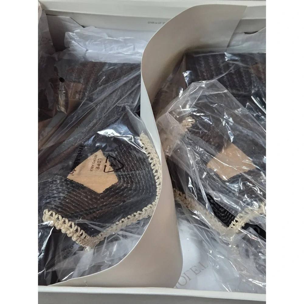 Chelsea & Violet Black Woven Platform Slide Sandals‎ Espadrile Size 9.5